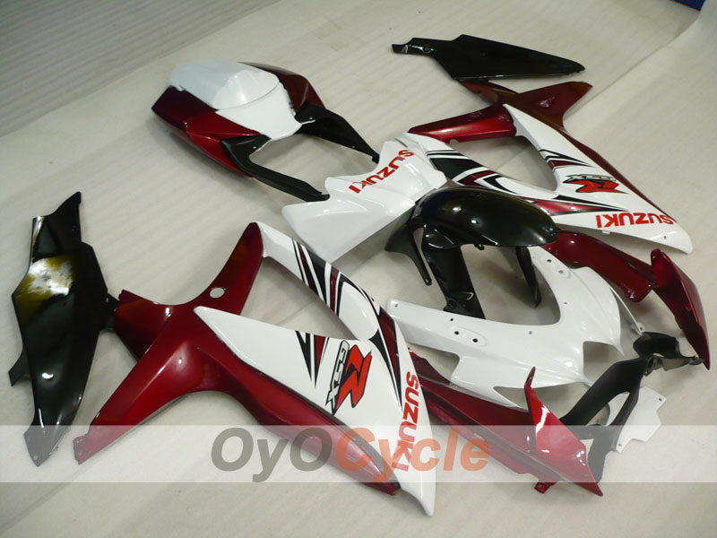 Injection Fairing kit for 08-10 GSX R750 - Red Wine Color, White - Factory Style #OYO87905437 Main image