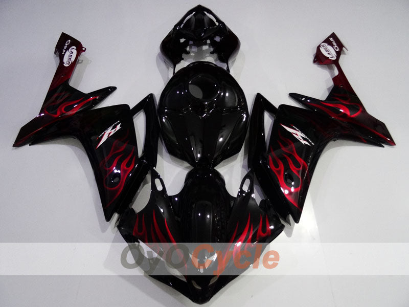 Injection Fairing kit for 07-08 YZF-R1 - Red, Black - Flame #OYO87905697