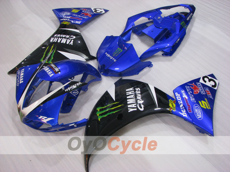 Injection Fairing kit for 09-11 YZF-R1 - Blue, Black - Monster #OYO87905708
