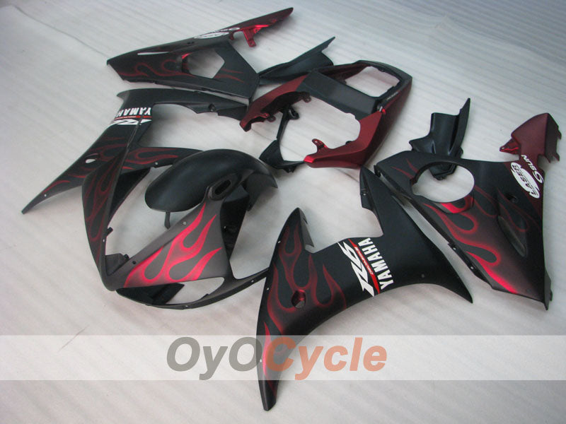 Injection Fairing kit for 03-04 YZF-R6 - Red, Black, Matte - Flame #OYO87905812 Main image