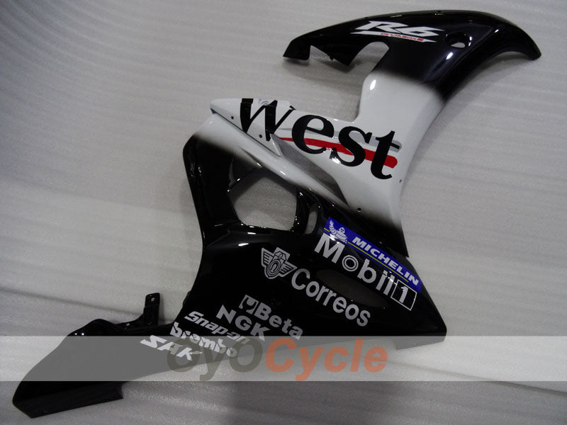 Injection Fairing kit for 05 YZF-R6 - White, Black - West #OYO87905876