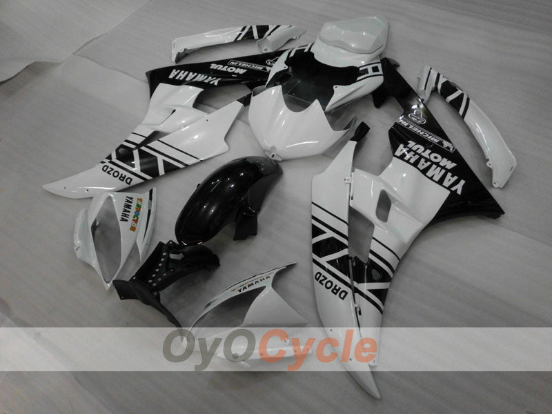 Injection Fairing kit for 06-07 YZF-R6 - White, Black - MOTUL #OYO87905883