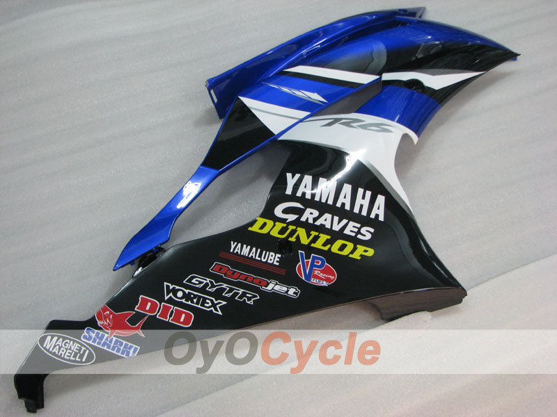 Injection Fairing kit for 08-16 YZF-R6 - Blue, White, Black - DUNLOP #OYO87905936
