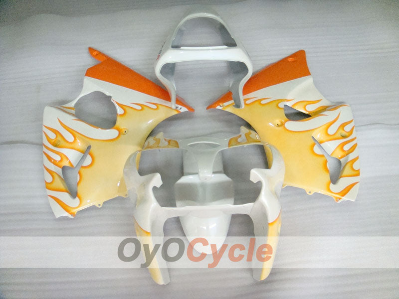 Injection Fairing kit for 00-02 NINJA ZX-6R - Orange, White - Flame #OYO87906030