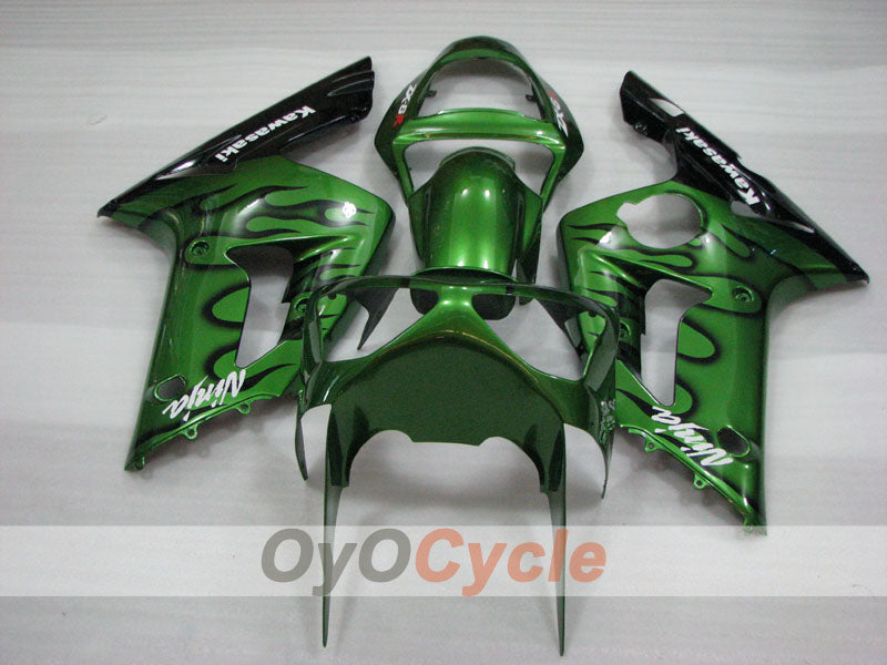 Injection Fairing kit for 03-04 NINJA ZX-6R - Green, Black - Flame #OYO87906038 Secondary image