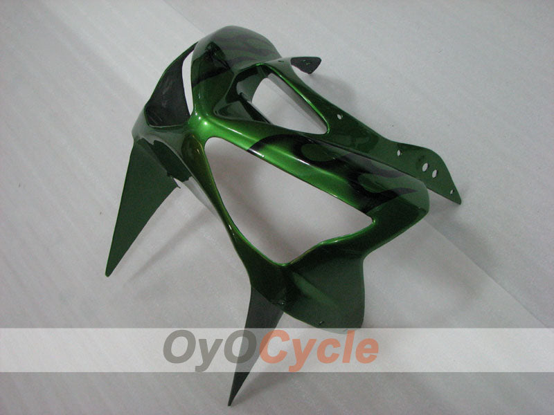 Injection Fairing kit for 03-04 NINJA ZX-6R - Green, Black - Flame #OYO87906038