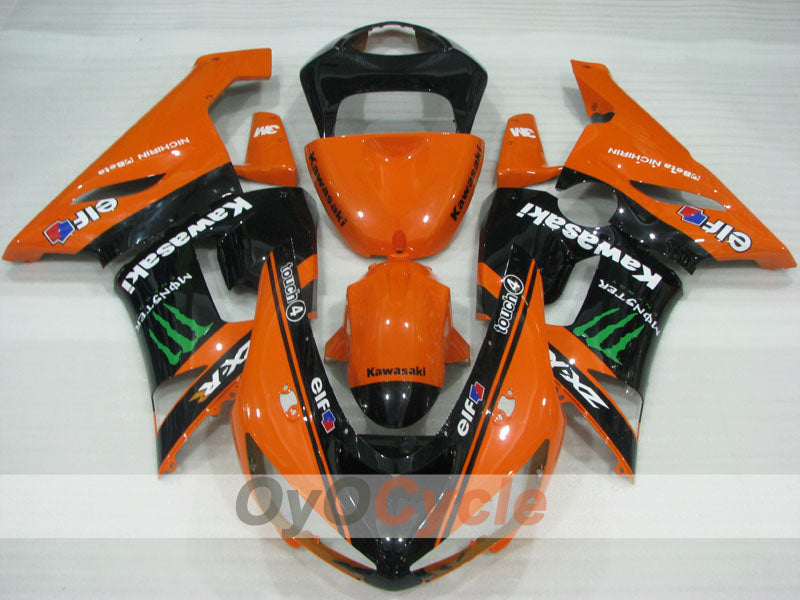 Injection Fairing kit for 05-06 NINJA ZX-6R - Orange, Black - Monster #OYO87906048