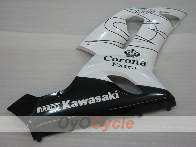 Injection Fairing kit for 05-06 NINJA ZX-6R - White, Black - Corona #OYO87906051