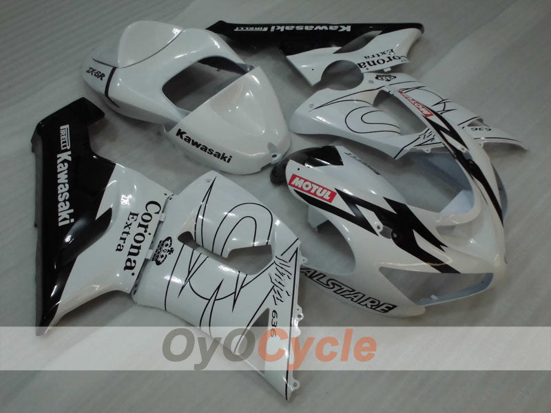 Injection Fairing kit for 05-06 NINJA ZX-6R - White, Black - Corona #OYO87906051