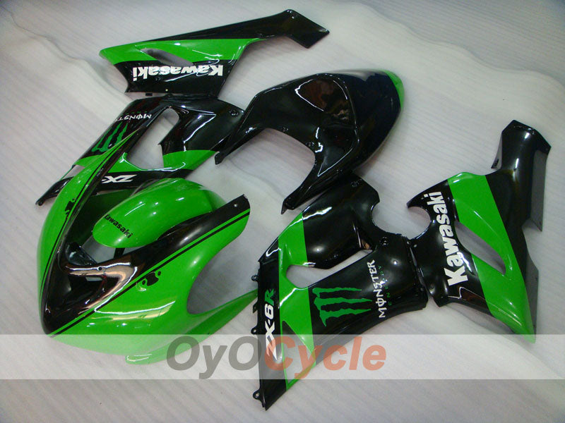 Injection Fairing kit for 05-06 NINJA ZX-6R - Green, Black - Monster #OYO87906052