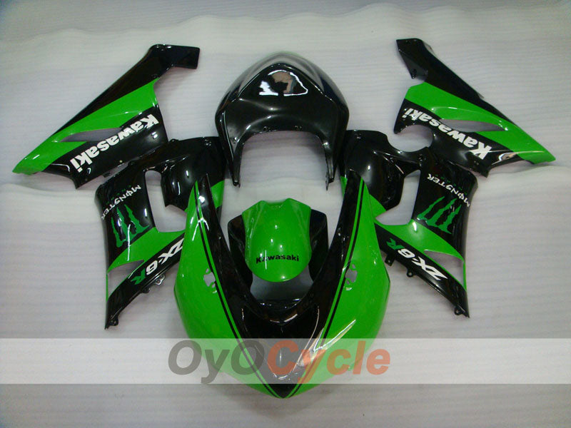 Injection Fairing kit for 05-06 NINJA ZX-6R - Green, Black - Monster #OYO87906052