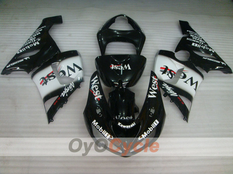 Injection Fairing kit for 05-06 NINJA ZX-6R - White, Black - West #OYO87906055