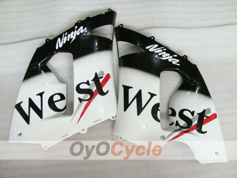 Injection Fairing kit for 05-06 NINJA ZX-6R - White, Black - West #OYO87906056