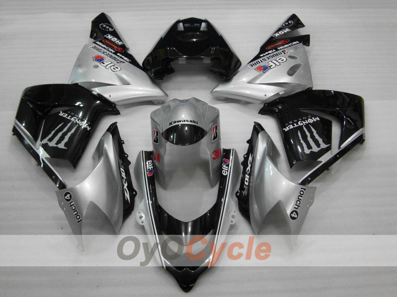 Injection Fairing kit for 04-05 NINJA ZX-10R - Black, Silver - Monster #OYO87906086