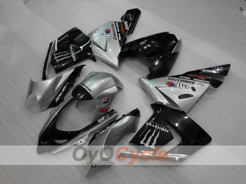 Injection Fairing kit for 04-05 NINJA ZX-10R - Black, Silver - Monster #OYO87906086