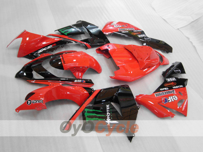 Injection Fairing kit for 04-05 NINJA ZX-10R - Red, Black - Monster #OYO87906087 Main image