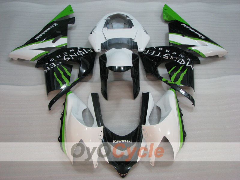 Injection Fairing kit for 04-05 NINJA ZX-10R - Green, White, Black - Monster #OYO87906089