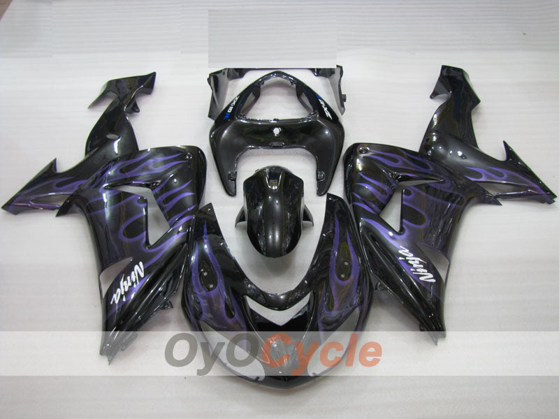 Injection Fairing kit for 06-07 NINJA ZX-10R - Purple, Black - Flame #OYO87906096