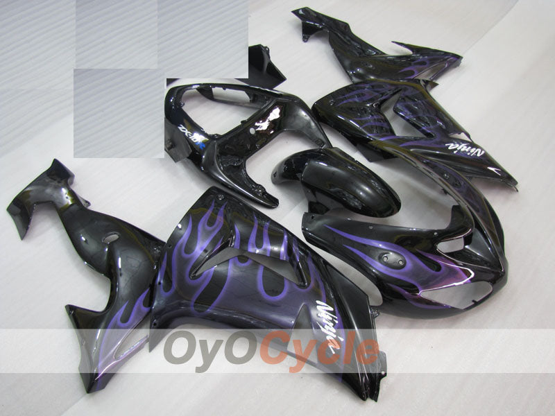 Injection Fairing kit for 06-07 NINJA ZX-10R - Purple, Black - Flame #OYO87906096