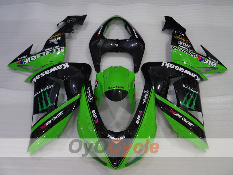 Injection Fairing kit for 06-07 NINJA ZX-10R - Green, Black - Monster #OYO87906099