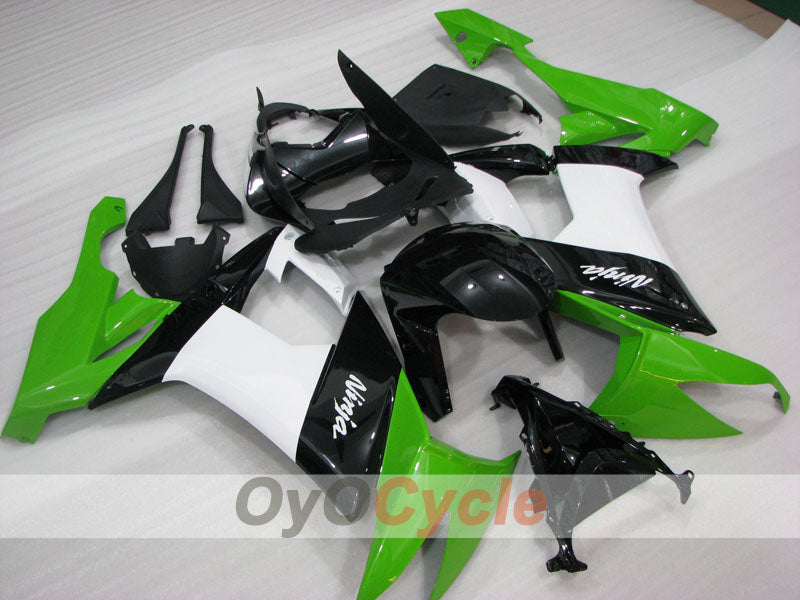 Injection Fairing kit for 08-10 NINJA ZX-10R - Green, White, Black - Factory Style #OYO87906101