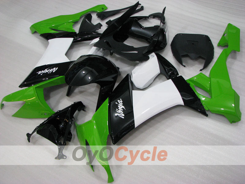 Injection Fairing kit for 08-10 NINJA ZX-10R - Green, White, Black - Factory Style #OYO87906101