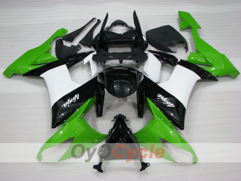 Injection Fairing kit for 08-10 NINJA ZX-10R - Green, White, Black - Factory Style #OYO87906101