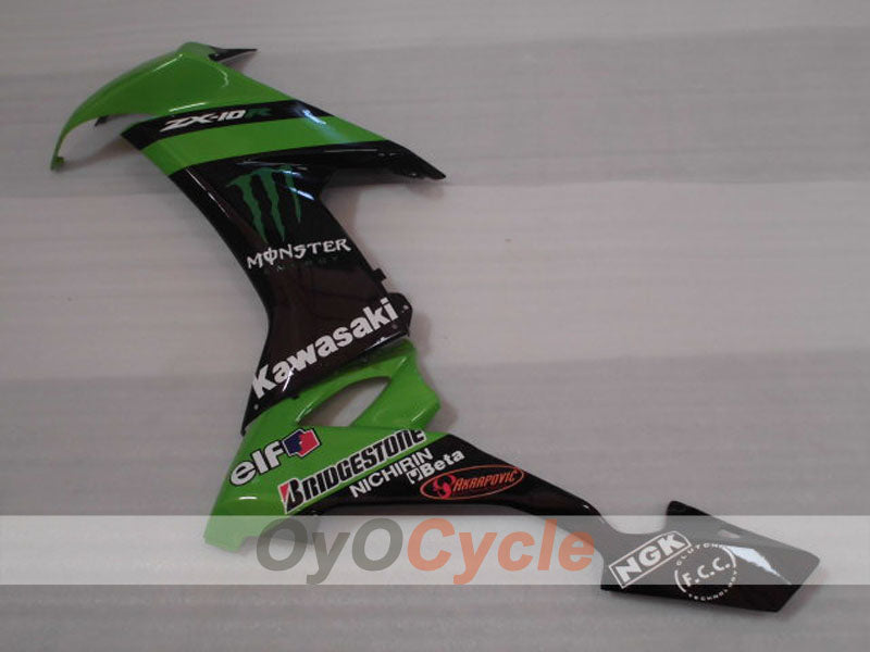 Injection Fairing kit for 08-10 NINJA ZX-10R - Green, Black - Monster #OYO87906106