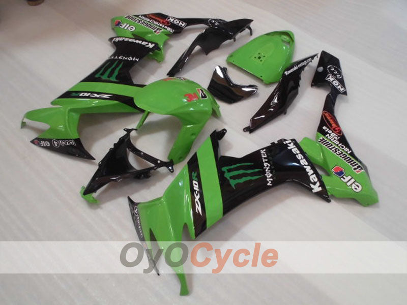 Injection Fairing kit for 08-10 NINJA ZX-10R - Green, Black - Monster #OYO87906106
