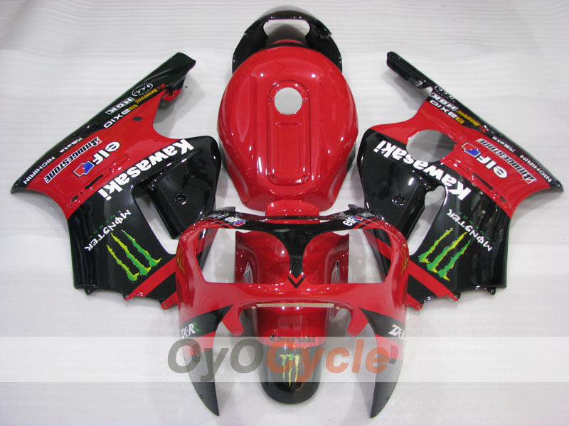 Injection Fairing kit for 00-01 NINJA ZX-12R - Red, Black - Monster #OYO87906115