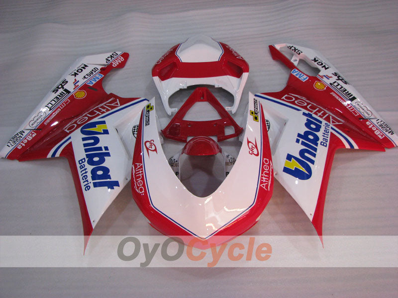 Injection Fairing kit for 09-11 Ducati 1198 - Red, White - Unibat #OYO87906253