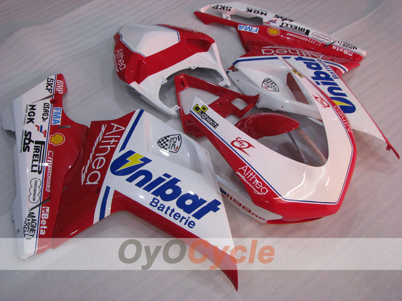 Injection Fairing kit for 09-11 Ducati 1198 - Red, White - Unibat #OYO87906253