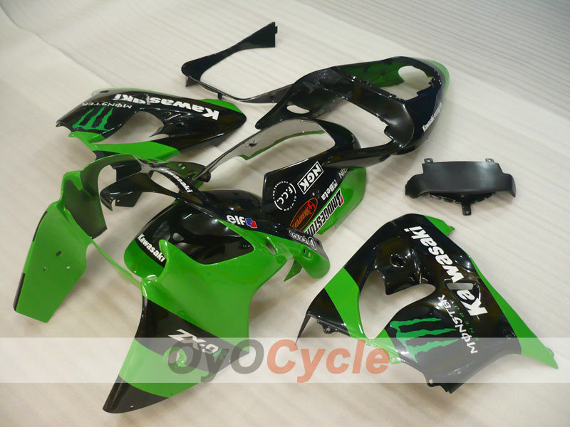 Fairing kit for 02-03 NINJA ZX-9R - Green, Black - Monster #OYO87903051