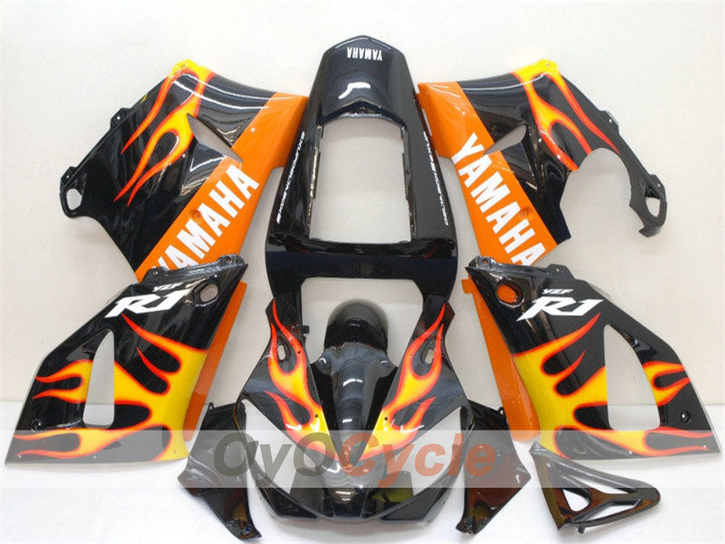 Injection Fairing kit for 00-01 YZF-R1 - Yellow, Black - Flame #OYO87900766