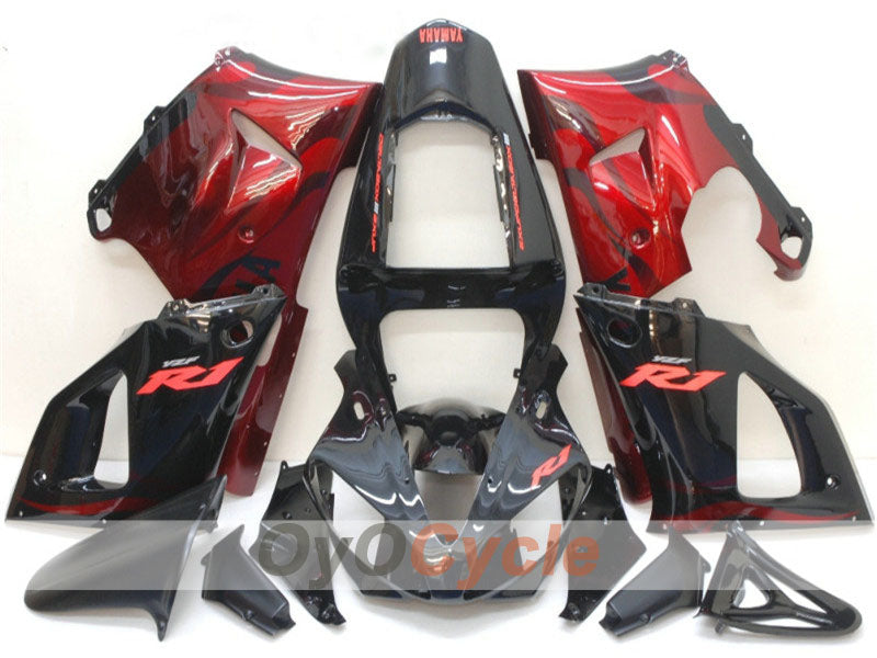 Injection Fairing kit for 00-01 YZF-R1 - Red, Black - Flame #OYO87900767 Main image