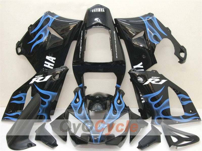 Injection Fairing kit for 00-01 YZF-R1 - Blue, Black - Flame #OYO87900765