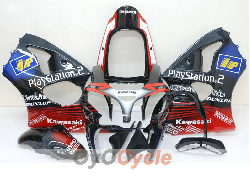 Injection Fairing kit for 00-02 NINJA ZX-6R - Red, Black - Play Station #OYO87901741 Main image