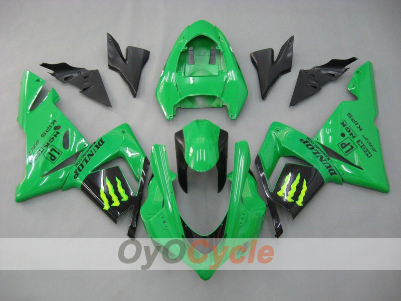 Injection Fairing kit for 04-05 NINJA ZX-10R - Green, Black - Monster #OYO87901547