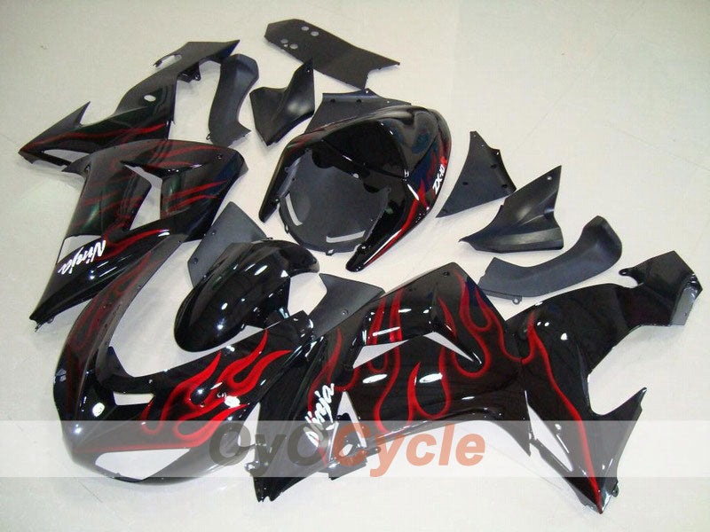 Injection Fairing kit for 06-07 NINJA ZX-10R - Red, Black - Flame #OYO87901618