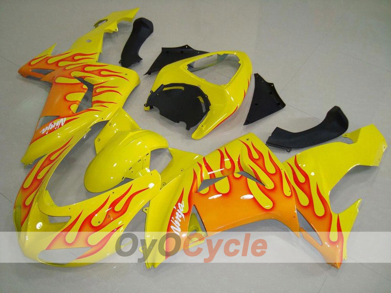 Injection Fairing kit for 06-07 NINJA ZX-10R - Red, Yellow - Flame #OYO87901621