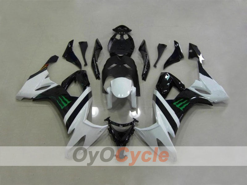 Injection Fairing kit for 08-10 NINJA ZX-10R - White, Black - Monster #OYO87901649 Main image