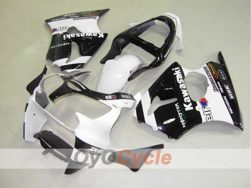 Injection Fairing kit for 00-02 NINJA ZX-6R - White, Black - Monster #OYO87901724