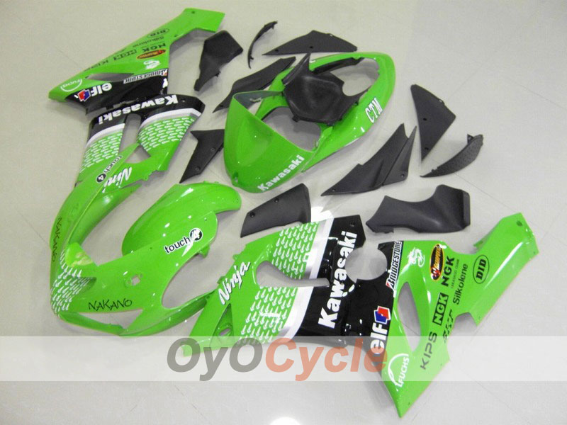 Injection Fairing kit for 05-06 NINJA ZX-6R - Green, Black - Nakano #OYO87901892