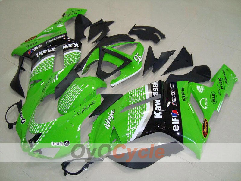 Injection Fairing kit for 07-08 NINJA ZX-6R - Green, Black - Nakano #OYO87901973 Main image