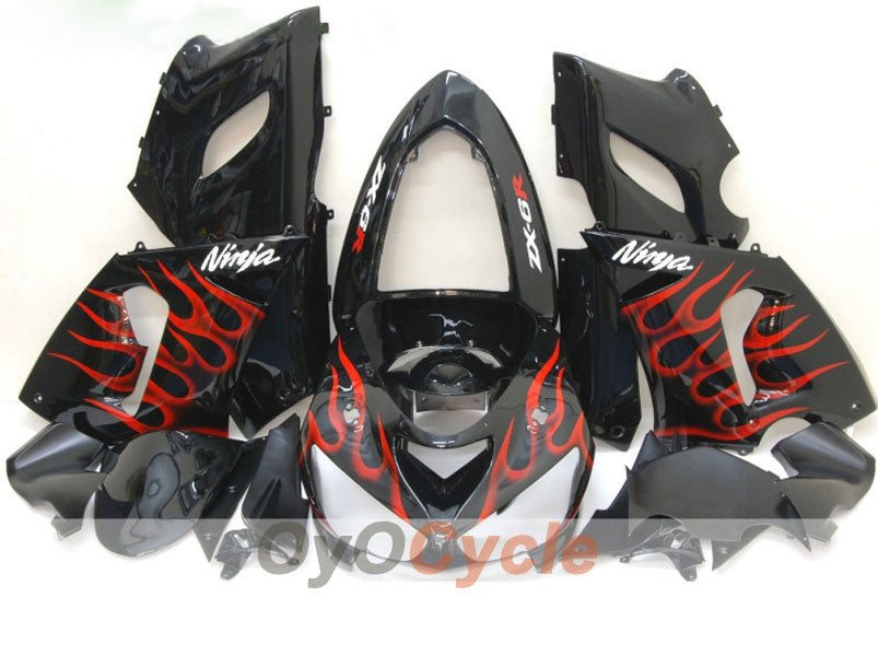 Injection Fairing kit for 05-06 NINJA ZX-6R - Red, Black - Flame #OYO87901865 Main image