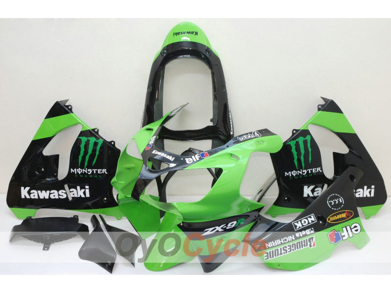 Fairing kit for 00-01 NINJA ZX-9R - Green, Black - Monster #OYO87903029 Main image